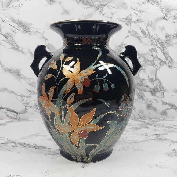 Vase Double Handled Japanese Porcelain Vintage - Picture 1 of 9